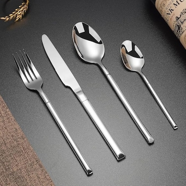 MAAC Home Sophisticated Silver Cutlery Set for Formal Settings - Set of 4 Luxurious Elegant Durable Classic Premium Design Cutlery Set Perfect for everyday use, get together, restaurant