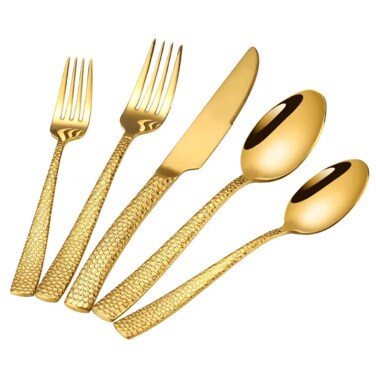 MAAC Home Luxe Metallic Cutlery Set in Gold - Set of 20 Luxurious Elegant Durable and Classic Premium Design Cutlery Set Perfect for everyday use, and get together, restaurant, banquet