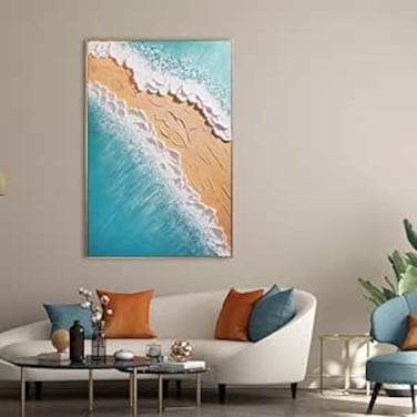 MAAC Home Ocean Bliss 3D Printed Relief Art Abstract Canvas Wall Art - Modern Decorative Wall D&eacute;cor for Living Room Bedroom Home Decorations