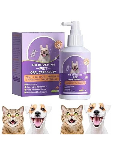 Pet Tooth Cleaning Spray for Dogs and Cats, Pet Mouth Spray, Clean Teeth, Teeth Cleaning and Dental Care, Tartar Remover Also for Spaces, Remove Tartar and Plaque