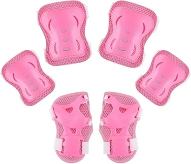 طقم واقيات الركبة والمرفق والمعصم من سبارتان، مقاس متوسط ​​- وردي، وسادة إسفنجية مع أغطية انزلاق صلبة، بطانة من الصوف الناعم، أحزمة فيلكرو مرنة، مقاس الشباب M (10 سنوات فأكثر)