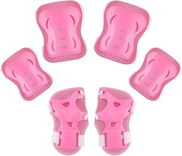 طقم واقيات الركبة والمرفق والمعصم من سبارتان، صغير - وردي، وسادة إسفنجية مع أغطية انزلاقية صلبة، بطانة داخلية من الصوف الناعم، أحزمة فيلكرو مرنة، مقاس صغير للأطفال (6-10 سنوات)