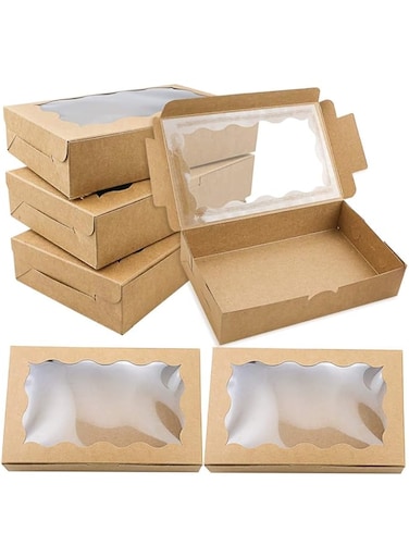 melala 15 Pack Kraft Cookie Box with Clear Window,Premium Small Paper Gift Box Container for Dessert Pastry Candy Packaging,Wedding,Party,Christmas,Birthday,Baby Shower(7x4.3x1.5inch)