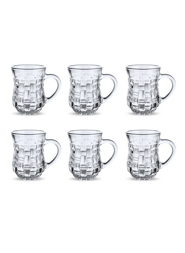 Glass Coffee and Tea Mug, 105ml, Crystal Clear, Heat-Resistant 6pcs set