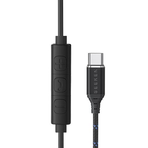 SEEKEN Type-C Stereo Wired Earphones - Black, High-Resolution Audio, Long Battery Life, Premium Design, High-Quality.