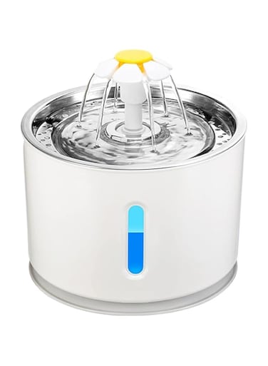 Pepisky Cat Water Fountain 2.4L Cat Fountain Quiet Pet Water Fountain Automatic Pet Water Dispenser Auto Power Off with LED Light for Cats, Dogs, Multiple Pets
