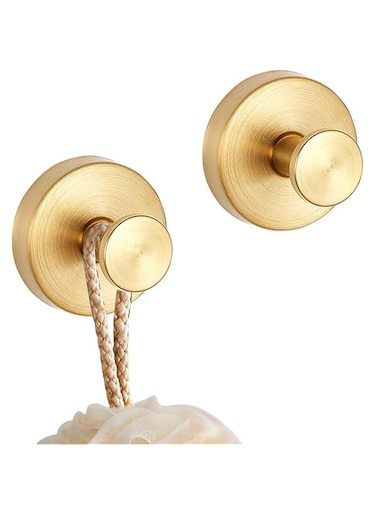 Randfooy 2 Pack Stainless Steel Suction Hooks for Shower, Suction Towel Holder, Removable Bathroom Shower Hook Mounting on Glass Shower Doors, Tile, Mirrors
