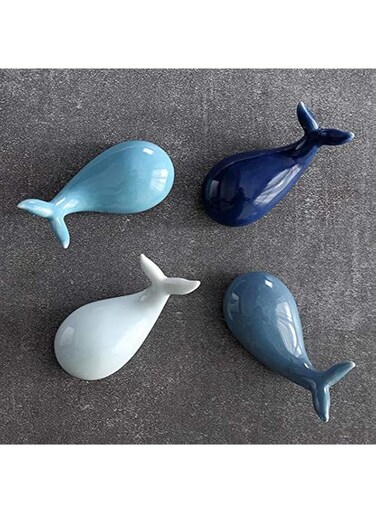 SYOSI Chopstick Holder, 4Pcs Cute Blue Whale Ceramic Chopstick Holder Animal Chopstick Rest, Spoon Fork Knife Rack Chopstick Holders Ceramic Fork Spoon Rest Holder, Kitchen Dining Table Decoration