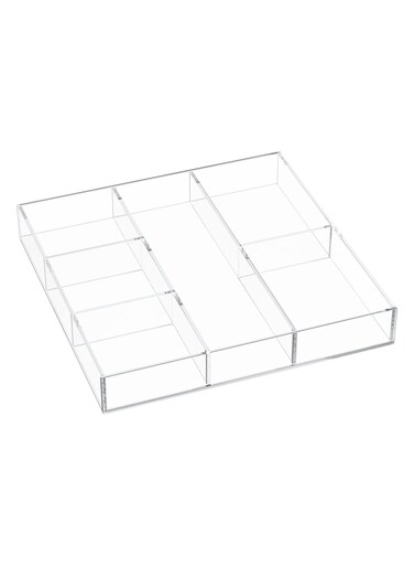 Acrylic Drawer Organizer, 6 Section Clear Makeup Tray Organizer for Drawer Office Bedroom(11.8x11.8 inch)