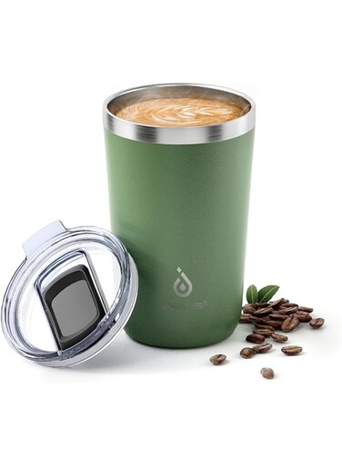 Ideus 20 oz Tumbler, Travel Coffee Mug with Splash Proof Sliding Lid, Double Wall Stainless Steel Vacuum Insulated Coffee Mug for Home and Office, Keep Beverages Hot or Cold, Avocado Green