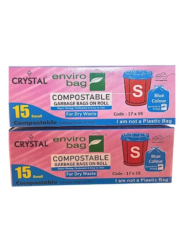 Compostable Trash Bags, 43x48 cms, Small size, Pack of 2x15 pieces