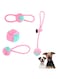 PETSARY 4 Piece Set Dog Rope Ball Chew Toy - Dental Knot Cotton Tug-of-War - Bite Molar Interactive Treat Toy - Soft Bite-Proof Stuffed Teething - Durable Indestructible Grinding Toy (Pink and Blue)