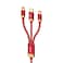 SEEKEN LIGHTING CABLE 3 IN 1- RED   Fast Charging   Braided Cable   Anti Bending   Premium Design   High-Quality.