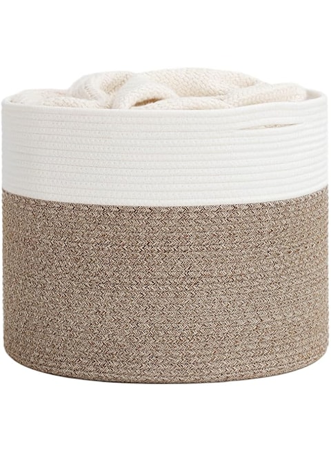 Goodpick Large Cotton Rope Basket 15.8&quot;x15.8&quot;x13.8&quot;-Baby Laundry Basket Woven Blanket Basket Nursery Bin