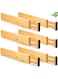 T&amp;Q 4/6 Pack Bamboo Drawer Dividers, Expandable Kitchen Drawer Organizer, Spring Adjustable Kitchen Utensil Drawer Organizer for Kitchen, Dresser, Bedroom, Baby Drawer, Bathroom 43-56 CM (6 Pack)