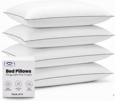 CRAFT Foamcraft&Acirc;&reg; Bed Pillows - Soft and Supportive Microfibre Pillows for All Sleep Positions (Pack of 4, 50 x 70cm)