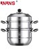 Steamer for Cooking,3-Tier 28CM Stainless Steel Steaming Pot with Steamer Basket for Vegetable,Dumpling,Soup,Pasta,Seafood,Transparent Glass Lid and Handle for Safe Cool Touch Cooking