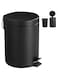 SLEEPHEAD&reg;Artistic 3-Liter Trash Can with Lid, Foot Pedal Round Bathroom Garbage Can with Stainless Steel Removable Inner Wastebasketand Handle, Matt Finish, 0.8Gal/3L, Black
