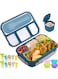 Bento Box, Lunch Box Kids, 1300ML Bento Box Adult Lunch Box with 4 Compartment &amp;Food Picks &amp;Cake Cups, Lunch Box Containers for Adults/Kids/Toddler, Leak-Proof, Microwave/Dishwasher/Freezer Safe(Blue)
