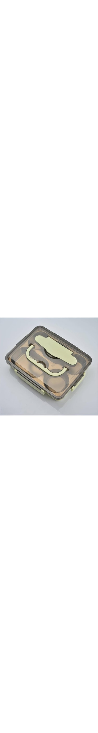 EPEDIC (Supporting tableware + soup bowl) Food-grade 304 stainless steel lunch lunch box student insulated lunch box square compartment lunch box canteen convenient insulated lunch box (green)