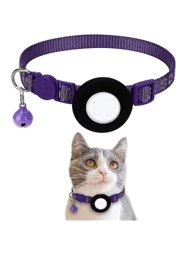 Collar with Safety Buckle and Bell for Cat,Puppy Necklace Holder Collar Small Air Tag for Pets
