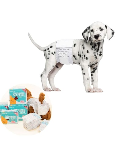 Disposable Pet Diapers Male Dogs Super Absorbent Soft Heating Pee Diapers Liners Including Puppy Diapers Dogs Cats (M)