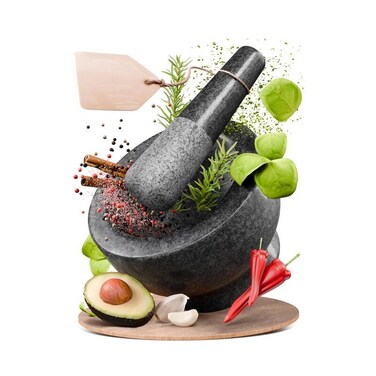 Inch Mortar and Pestle Set Unpolished Heavy Granite for Enhanced Performance and Organic Appearance Included Anti-Scratch Protector
