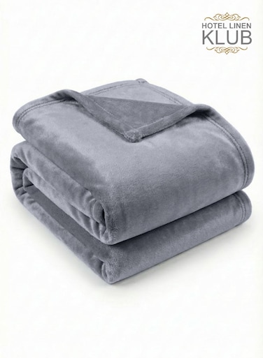 Linen Klub Single Micro Fleece Flannel Blanket - 260 GSM, Super Plush and Comfy Throw Blanket, Size 150 x 200cm, Grey