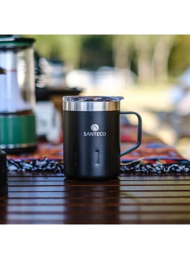 Kemi II Mug 350ml - Stylish Stainless Steel Travel Mug, Insulated Water Bottle for Hot &amp; Cold Drinks, Ideal for Home &amp; Office Use - Carbon Black