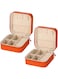 LETURE PU Leather Small Jewelry Box, Travel Portable Jewelry Case for Ring, Pendant, Earring, Necklace, Bracelet Organizer Storage Holder Boxes (Orange-2pcs)