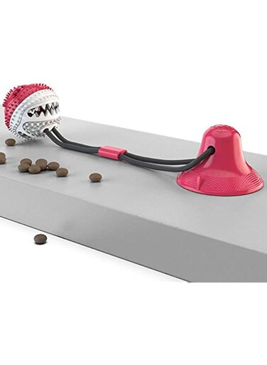 Big dog ball toy Sucker rope Interactive leak slow feeder Tooth cleaning Golden Retriever Big pet supplies Chew toy (Red and white)