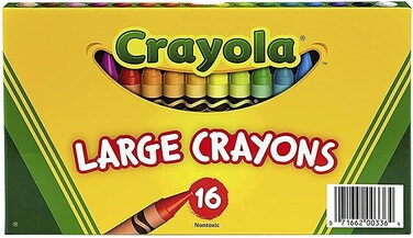 Crayola 16 Count Large Crayons - Lift Lid Box: Easy grip crayons - Non-toxic crayons - School and art supplies - Coloring tools for children