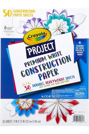 Crayola Project Premium White Construction Paper 9x12inch 50 Sheets CY99-0081