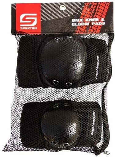 طقم واقيات الركبة والمرفق من سبارتان للأطفال، مقاس صغير/متوسط، وسادة إسفنجية مع أغطية بلاستيكية صلبة منزلقة، بطانة داخلية من الصوف الناعم، أشرطة فيلكرو