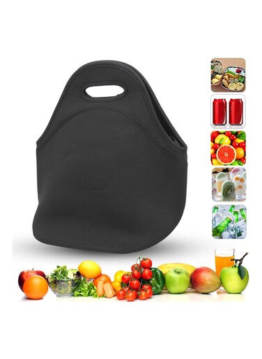 Lunch Bag,Insulated Thermal Lunch Bag Waterproof Neoprene Lunch Box Handbag for Picnic Camping(black)