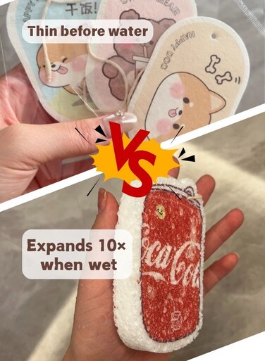 Design Cartoon Sponge 4 Pack - 18x8x2cm Compressed Wood Pulp, Soda Drink Theme Cleaning Sponges, Thickened Oil-Resistant Scrubber for Non-Scratch Cleaning