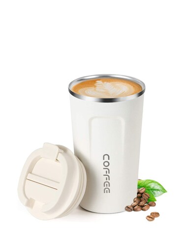 كوب سفر قابل لإعادة الاستخدام معزول لفنجان القهوة ، كوب قهوة حراري عازل للفراغ من الفولاذ المقاوم للصدأ للمشروبات الساخنة والباردة