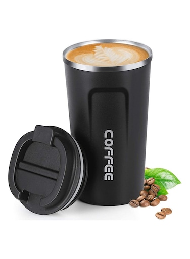 كوب سفر معزول بالتفريغ مانع للتسرب مزدوج الجدار من الفولاذ المقاوم للصدأ كوب قهوة قابل لإعادة الاستخدام مع غطاء للمشروبات الساخنة والباردة