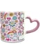 Impress Ceramic Coffee Mug with Groovy Notebook Doodle Design - White &amp; Pink
