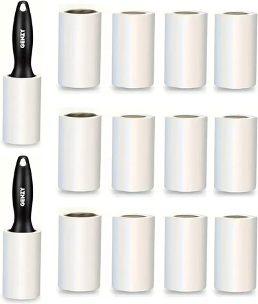 GENZY Lint Rollers for Pet Hair, Extra Sticky, Reusable Lint Roller with 420 sheets (14 rolls + 2 latest handles), Best for Dusty Surfaces, Clothes Furniture, Carpet, Dog & Cat Hair Remover