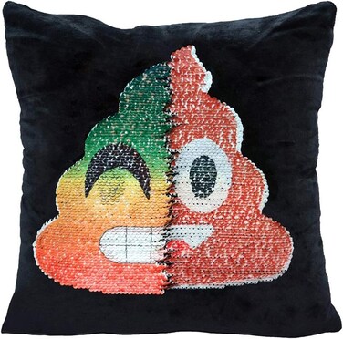 Christmas Decorative Throw Pillow Cover Soft Velvet Magic Gift Emoji Pillow Case Reversible Flip Sequin Cushion Covers for Home Office Sofa 16 X 16 Inch 16 x 16 inches Multi GG02