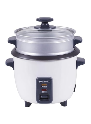 1.8 L Rice Cooker With Steamer SRC-318 - Tempered Glass Lid, Cool Touch Handle, Non-Stick Coating &amp; Automatic Shut Off Function   Kitchen Appliance