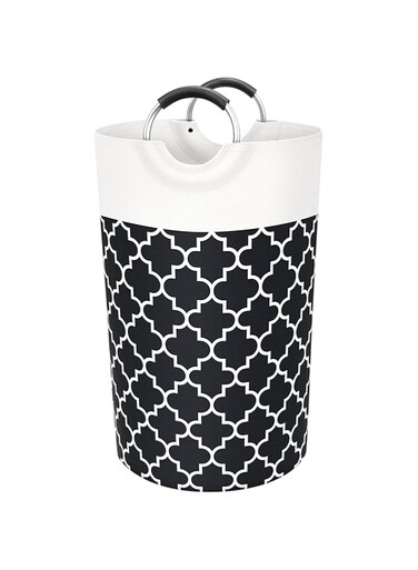 TAME Large Laundry Basket, 82L Laundry Hamper Bag Washing Bin Clothes Bag Collapsible Tall with Long Handles, Waterproof Clothes Hamper for Bedroom, Bathroom, Dorm, Toys (1PCS (Black))