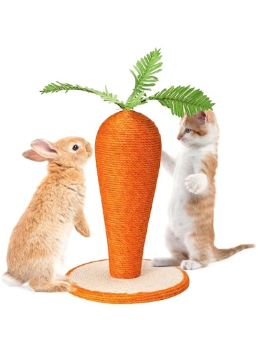 Mumoo Bear Cat Scratching Post 40cm for Small Kitten, Scratch Post for Large Cats Carrot Sisal Cat Scratcher Cat Scratching Pole for Indoor Cats Kitty Training Climbing