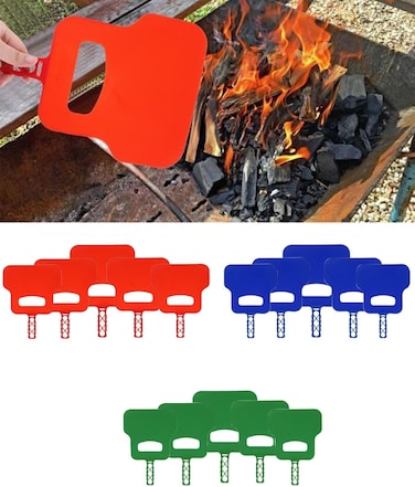 BBQ Hand Fan for Outdoor Cooking   Portable Plastic Barbecue Fire Bellow   Camping, Hiking &amp; Picnic Grill Accessories &acirc;&euro;&ldquo; Assorted Colors (PACK OF 5)