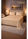 3&acirc;&euro;&lsquo;Piece Striped Microfiber Flat Bed Sheet Set Super King 240x260cm &acirc;&euro;&ldquo; Soft Breathable Flat Sheet with 2 Pillowcases 50x70cm, Beige Microfiber Beige 240x260cm
