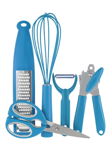 5-Piece Comfortable Grip Kitchen Gadget Set Blue/Silver