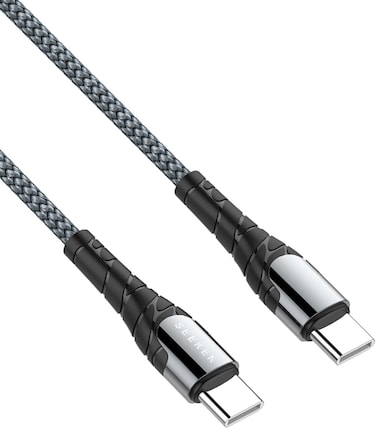 SEEKEN Type-C TO C 1M Cable - Grey, Fast Charging, Braided Cable, Premium Design, High-Quality. Fast Charging