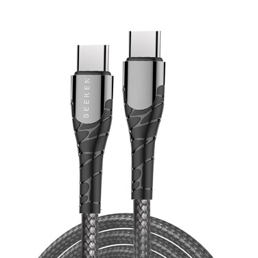 SEEKEN 65W USB C to USB C Cable, [PD-2M] - Grey, Fast Charging, Braided Cable, Premium Design, High-Quality.
