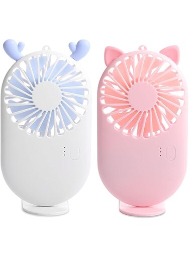 Aeergured 2 Pack Handheld Fan Mini Fan, Speed Adjustable USB Rechargeable Eyelash Fan Powerful Small Personal Portable Fan for Kids Woman Men Home Office Outdoor Travel
